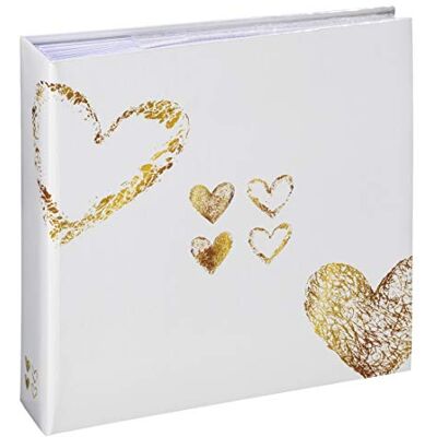 Hama Zasouvací album Laaaa (fotoalbum se 100 stranami, album pro zasunutí 200 fotografií ve formátu 10 x 15 cm, fotokniha s motivem srdce, svatební album) bílá/zlatá Hama Zasouvací album Laaaa (fotoalbum se 100 stranami, album pro zasunutí 200 fotografií ve formátu 10 x 15 cm, fotokniha s motivem srdce, svatební album) bílá/zlatá
