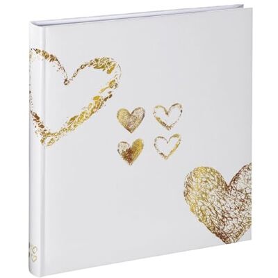 Hama Fotoalbum motiv srdce 29 x 32 cm (svatební album s 50 bílými stranami fotokniha pro 250 fotografií ve formátu 10 x 15, album k nalepení a vlastnímu vytvoření) bílá/zlatá Hama Fotoalbum motiv srdce 29 x 32 cm (svatební album s 50 bílými stranami fotokniha pro 250 fotografií ve formátu 10 x 15, album k nalepení a vlastnímu vytvoření) bílá/zlatá