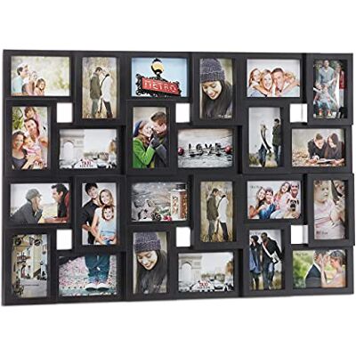 Relaxdays XXL rámeček na obrázky koláže pro 24 obrázků v 10 x 15, formát na výšku nebo na šířku, plast, V x Š 53 x 85 cm, černý Relaxdays XXL rámeček na obrázky koláže pro 24 obrázků v 10 x 15, formát na výšku nebo na šířku, plast, V x Š 53 x 85 cm, černý