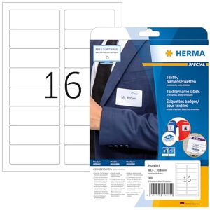 Herma 4515 jmenovek lze odlepit, 20 listů, 88,9 x 33,8 mm, 16 na arch A4, 320 kusů, samolepicí, potiskovatelné, beze zbytku odstranitelné acetátové hedvábí nálepky se jménem, bílé Herma 4515 jmenovek lze odlepit, 20 listů, 88,9 x 33,8 mm, 16 na arch A4, 320 kusů, samolepicí, potiskovatelné, beze zbytku odstranitelné acetátové hedvábí nálepky se jménem, bílé