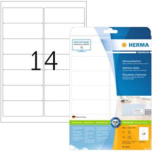 Herma 8635 univerzální etikety, 10 listů, 99,1 x 38,1 mm, 14 archů A4, 140 kusů, samolepicí, s možností potisku, matné, prázdné papírové lepicí etikety nálepky, bílé Herma 8635 univerzální etikety, 10 listů, 99,1 x 38,1 mm, 14 archů A4, 140 kusů, samolepicí, s možností potisku, matné, prázdné papírové lepicí etikety nálepky, bílé