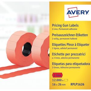 Avery Účelová forma RPLP1626 štítky pro vyznačení ceny, 2řádkové, 16 x 26 mm, 10 rolí/12 000 štítků, červené Avery Účelová forma RPLP1626 štítky pro vyznačení ceny, 2řádkové, 16 x 26 mm, 10 rolí/12 000 štítků, červené