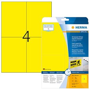 Herma 8032 Fóliové etikety odolné proti povětrnostním vlivům, 25 listů, 105 x 148 mm, 4 pro arch A4, 100 kusů, samolepicí, potištěné, matné, prázdné venkovní signální etikety z fólie, žluté Herma 8032 Fóliové etikety odolné proti povětrnostním vlivům, 25 listů, 105 x 148 mm, 4 pro arch A4, 100 kusů, samolepicí, potištěné, matné, prázdné venkovní signální etikety z fólie, žluté