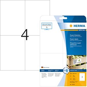 Herma 10909 Power etikety, 25 listů, 105 x 148 mm, 4 pro arch A4, 100 kusů, samolepicí, s možností potisku, extrémně silně přilnavé, prázdné papírové lepicí etikety nálepky, bílé Herma 10909 Power etikety, 25 listů, 105 x 148 mm, 4 pro arch A4, 100 kusů, samolepicí, s možností potisku, extrémně silně přilnavé, prázdné papírové lepicí etikety nálepky, bílé