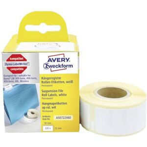 Avery AS0722460 samolepící registrační etikety 220 nálepek (12 x 50 mm, kompatibilní s etiketami Dymo LabelWriter, odpovídá S0722460/99017, trvale přilnavý) 1 role bílá Avery AS0722460 samolepící registrační etikety 220 nálepek (12 x 50 mm, kompatibilní s etiketami Dymo LabelWriter, odpovídá S0722460/99017, trvale přilnavý) 1 role bílá