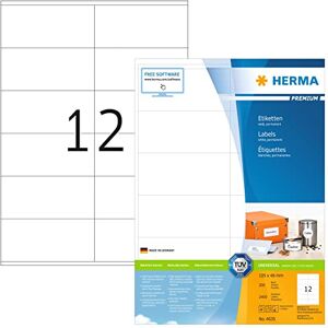 Herma 4635 univerzální etikety, 200 listů, 105 x 48 mm, 12 archů A4, 2400 kusů, samolepicí, potištěné, matné, prázdné papírové lepicí etikety, bílé Herma 4635 univerzální etikety, 200 listů, 105 x 48 mm, 12 archů A4, 2400 kusů, samolepicí, potištěné, matné, prázdné papírové lepicí etikety, bílé