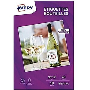 Avery 40 samolepicích etiket na lahve, formát 90 x 120 mm, inkoustový tisk Avery 40 samolepicích etiket na lahve, formát 90 x 120 mm, inkoustový tisk