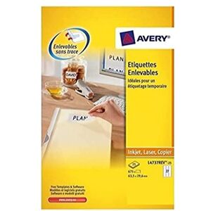 Avery L4737REV-25 Etichette rimovibili ecologiche, certificate FCS stampanti Laser 63,5x29,6 Avery L4737REV-25 Etichette rimovibili ecologiche, certificate FCS stampanti Laser 63,5x29,6