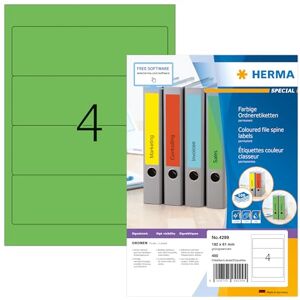 Herma 4299 hřbety pořadačů etikety krátké, široké, 100 listů, 192 x 61 mm, 4 na arch A4, 400 kusů, samolepicí, potiskovatelné, neprůhledné, prázdné papírové štítky na pořadače samolepicí nálepky, Herma 4299 hřbety pořadačů etikety krátké, široké, 100 listů, 192 x 61 mm, 4 na arch A4, 400 kusů, samolepicí, potiskovatelné, neprůhledné, prázdné papírové štítky na pořadače samolepicí nálepky,