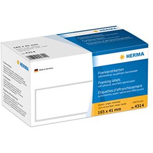 Herma 4314 frankovací etikety pro frankovací stroje, 165 x 41 mm, 1000 kusů, samolepicí, matné, jednotlivé, papírové frankierské etikety samolepicí etikety nálepka s vytahovacím poutkem, bílá Herma 4314 frankovací etikety pro frankovací stroje, 165 x 41 mm, 1000 kusů, samolepicí, matné, jednotlivé, papírové frankierské etikety samolepicí etikety nálepka s vytahovacím poutkem, bílá