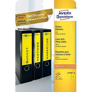 Avery L4769-20 Etikety na hřbety pořadačů (80 štítků na hřbetu pořadače s ultragripem, 61 x 192 mm na A4, široké/krátké, samolepicí, absolutně neprůhledné, potiskovatelné štítky na pořadače) Avery L4769-20 Etikety na hřbety pořadačů (80 štítků na hřbetu pořadače s ultragripem, 61 x 192 mm na A4, široké/krátké, samolepicí, absolutně neprůhledné, potiskovatelné štítky na pořadače)