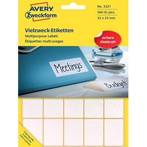 Avery 3321 Etikety pro domácnost samolepicí (32 x 23 mm, 560 nálepek na 28 arších, univerzální etikety pro domácnost, školu a kancelář k popisování a označování) prázdné, bílé Avery 3321 Etikety pro domácnost samolepicí (32 x 23 mm, 560 nálepek na 28 arších, univerzální etikety pro domácnost, školu a kancelář k popisování a označování) prázdné, bílé