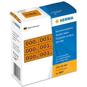 Herma 4807 Číselné štítky číslice 0-999, trojnásobné, 3000 kusů, 22 x 10 mm, samolepicí, matné, 3krát průběžné papírové číselné štítky, čísla příloh v zásobníku, hnědá Herma 4807 Číselné štítky číslice 0-999, trojnásobné, 3000 kusů, 22 x 10 mm, samolepicí, matné, 3krát průběžné papírové číselné štítky, čísla příloh v zásobníku, hnědá
