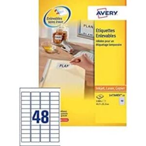 Avery Etiketten, ablösbar, Weiß, Format 210 x 297 mm, Laser- und Tintenstrahldruck, 25 Stück Avery Etiketten, ablösbar, Weiß, Format 210 x 297 mm, Laser- und Tintenstrahldruck, 25 Stück