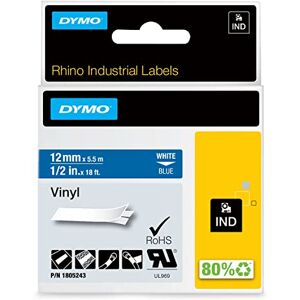 Dymo Průmyslové vinylové etikety Rhino 12 mm x 5,5 m bílé na modré samolepicí páska Dymo Průmyslové vinylové etikety Rhino 12 mm x 5,5 m bílé na modré samolepicí páska
