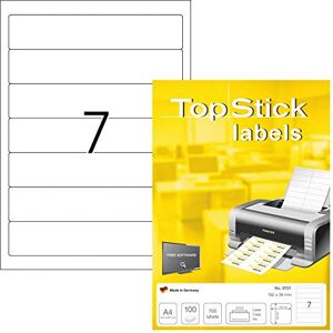 TOP STICK TopStick 8721 Etikety na hřbety pořadačů úzké, krátké, 100 listů, 192 x 38 mm, 7 na arch A4, 700 kusů, samolepicí, potiskovatelné, neprůhledné, prázdné papírové štítky na pořadače samolepicí nálepky, TOP STICK TopStick 8721 Etikety na hřbety pořadačů úzké, krátké, 100 listů, 192 x 38 mm, 7 na arch A4, 700 kusů, samolepicí, potiskovatelné, neprůhledné, prázdné papírové štítky na pořadače samolepicí nálepky,