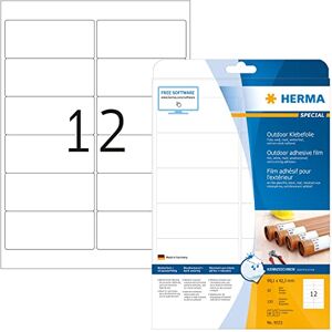 Herma 9533 etikety odolné proti povětrnostním vlivům, 10 listů, 99,1 x 42,3 mm, 12 archů A4, 120 kusů, samolepicí, potištěné, matné, prázdné venkovní lepicí etikety nálepky z polyetylénu, bílé Herma 9533 etikety odolné proti povětrnostním vlivům, 10 listů, 99,1 x 42,3 mm, 12 archů A4, 120 kusů, samolepicí, potištěné, matné, prázdné venkovní lepicí etikety nálepky z polyetylénu, bílé