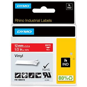 Dymo Průmyslové vinylové etikety Rhino 12 mm x 5,5 m bílé na červené samolepicí páska pro popisovací přístroj Rhino a LabelManager Dymo Průmyslové vinylové etikety Rhino 12 mm x 5,5 m bílé na červené samolepicí páska pro popisovací přístroj Rhino a LabelManager
