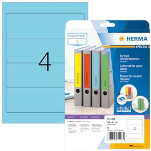 Herma 5098 hřbety pořadačů etikety krátké široké, 20 listů, 192 x 61 mm, 4 pro A4 archy, 80 kusů, samolepicí, potiskovatelné, neprůhledné, prázdné papírové štítky na pořadače zadní štítky samolepky, Herma 5098 hřbety pořadačů etikety krátké široké, 20 listů, 192 x 61 mm, 4 pro A4 archy, 80 kusů, samolepicí, potiskovatelné, neprůhledné, prázdné papírové štítky na pořadače zadní štítky samolepky,