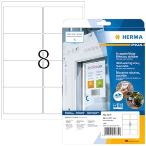 Herma 4575 fóliových etiket odolných proti povětrnostním vlivům odstranitelné, 20 listů, 99,1 x 67,7 mm, 8 na arch A4, 160 kusů, samolepicí, potisknutelné, matné, prázdné samolepicí etikety nálepka z Herma 4575 fóliových etiket odolných proti povětrnostním vlivům odstranitelné, 20 listů, 99,1 x 67,7 mm, 8 na arch A4, 160 kusů, samolepicí, potisknutelné, matné, prázdné samolepicí etikety nálepka z