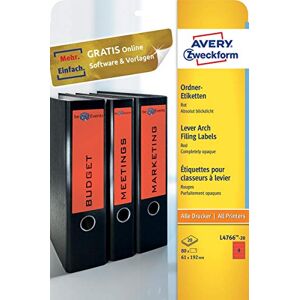 Avery L4766-20 etikety na hřbety pořadačů (80 štítků na hřbetu s ultra gripem, 61 x 192 mm na A4, široké/krátké, samolepicí, absolutně neprůhledné, potiskovatelné etikety na pořadače) 20 Avery L4766-20 etikety na hřbety pořadačů (80 štítků na hřbetu s ultra gripem, 61 x 192 mm na A4, široké/krátké, samolepicí, absolutně neprůhledné, potiskovatelné etikety na pořadače) 20