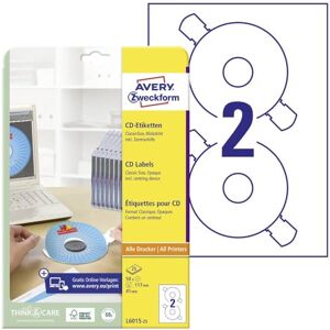 Avery L6015-25 samolepicí CD etikety vč. centrovací pomůcky (50 neprůhledných nálepek na CD, Ø 117 mm na A4, ClassicSize, tištěné lepicí etikety pro všechny tiskárny A4) 25 listů, bílé Avery L6015-25 samolepicí CD etikety vč. centrovací pomůcky (50 neprůhledných nálepek na CD, Ø 117 mm na A4, ClassicSize, tištěné lepicí etikety pro všechny tiskárny A4) 25 listů, bílé