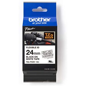 Brother Originální P-Touch Flexi-páska TZE-FX251 24 mm, černá na bílé (mimo jiné P-Touch P700, -2430, D600, 9700PC, P750W) pro označení kabelů a trubek, laminovaná Brother Originální P-Touch Flexi-páska TZE-FX251 24 mm, černá na bílé (mimo jiné P-Touch P700, -2430, D600, 9700PC, P750W) pro označení kabelů a trubek, laminovaná