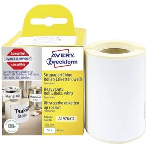 Avery A1976414 Dymo LabelWriter etikety odolné proti povětrnostním vlivům kompatibilní s 1976414 (59 x 102 mm, 1 role 50 plastových nálepek, samolepicí, pro tiskárny štítků LW Dymo, Avery A1976414 Dymo LabelWriter etikety odolné proti povětrnostním vlivům kompatibilní s 1976414 (59 x 102 mm, 1 role 50 plastových nálepek, samolepicí, pro tiskárny štítků LW Dymo,