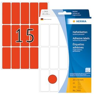 Herma 2416 víceúčelové etikety, 360 kusů, 20 x 50 mm, 15 na arch, samolepicí, štítky pro domácnost k popisování, matné, prázdné papírové lepicí etikety nálepky, svítící-červené Herma 2416 víceúčelové etikety, 360 kusů, 20 x 50 mm, 15 na arch, samolepicí, štítky pro domácnost k popisování, matné, prázdné papírové lepicí etikety nálepky, svítící-červené