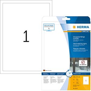 Herma 8334 fóliové etikety odolné proti povětrnostním vlivům, 25 listů, 190 x 275 mm, 1 na arch A4, 25 kusů, samolepicí, potiskovatelné, matné, prázdné samolepicí etikety, nálepky z fólie, bílé Herma 8334 fóliové etikety odolné proti povětrnostním vlivům, 25 listů, 190 x 275 mm, 1 na arch A4, 25 kusů, samolepicí, potiskovatelné, matné, prázdné samolepicí etikety, nálepky z fólie, bílé