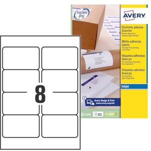 Avery Zweckform rychleschnoucí adresní štítky pro inkoustové tiskárny 8 na list 99,1 x 67,7 mm 200 etiket bílé Avery Zweckform rychleschnoucí adresní štítky pro inkoustové tiskárny 8 na list 99,1 x 67,7 mm 200 etiket bílé