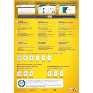 Avery LR3475 recyklované etikety (2. 400 nálepek na adresu, 70 x 36 mm na A4, 100% recyklovaný starý papír, tištěné adresní štítky, samolepicí etikety) 100 listů, přírodní bílá Avery LR3475 recyklované etikety (2. 400 nálepek na adresu, 70 x 36 mm na A4, 100% recyklovaný starý papír, tištěné adresní štítky, samolepicí etikety) 100 listů, přírodní bílá