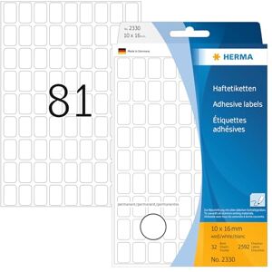 Herma 2330 víceúčelové etikety, 2592 kusů, 10 x 16 mm, 81 na arch, samolepicí, štítky pro domácnost k popisování, matné, prázdné papírové lepicí etikety, bílé Herma 2330 víceúčelové etikety, 2592 kusů, 10 x 16 mm, 81 na arch, samolepicí, štítky pro domácnost k popisování, matné, prázdné papírové lepicí etikety, bílé
