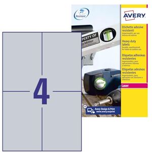 Avery L6134-20 Typový štítek Fóliové etikety (80 nálepek, 105 x 148 mm na A4, silně samolepicí, odolné, odolné proti povětrnostním vlivům, potištěná lepicí fólie, blanko) 20 listů, stříbrná Avery L6134-20 Typový štítek Fóliové etikety (80 nálepek, 105 x 148 mm na A4, silně samolepicí, odolné, odolné proti povětrnostním vlivům, potištěná lepicí fólie, blanko) 20 listů, stříbrná