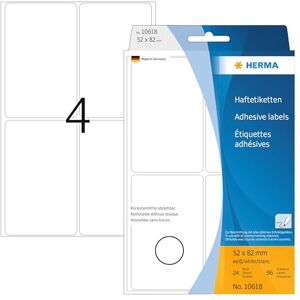 Herma 10618 víceúčelové etikety odstranitelné, 128 kusů, 52 x 82 mm, 4 na arch, samolepicí, štítky pro domácnost k popisování, matné, prázdné papírové lepicí etikety samolepky, bílé Herma 10618 víceúčelové etikety odstranitelné, 128 kusů, 52 x 82 mm, 4 na arch, samolepicí, štítky pro domácnost k popisování, matné, prázdné papírové lepicí etikety samolepky, bílé