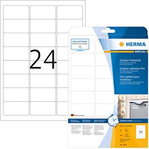 Herma 9532 fóliové etikety odolné proti povětrnostním vlivům, 10 listů, 63,5 x 33,9 mm, 24 archů A4, 240 kusů, samolepicí, potištěné, matné, prázdné venkovní lepicí etikety nálepky z polyetylénu, bílé Herma 9532 fóliové etikety odolné proti povětrnostním vlivům, 10 listů, 63,5 x 33,9 mm, 24 archů A4, 240 kusů, samolepicí, potištěné, matné, prázdné venkovní lepicí etikety nálepky z polyetylénu, bílé