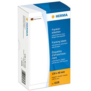 Herma 4328 Frankovací etikety pro francouzské stroje, dvojité, 130 x 40 mm, 500 kusů, samolepicí, matné, 2násobné papírové francouzské etikety, lepicí etikety, bílé Herma 4328 Frankovací etikety pro francouzské stroje, dvojité, 130 x 40 mm, 500 kusů, samolepicí, matné, 2násobné papírové francouzské etikety, lepicí etikety, bílé