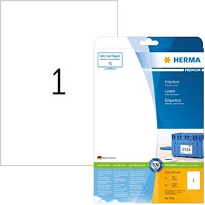 Herma Univerzální etikety 5065, 25 listů, 210 x 297 mm, 1 na arch A4, 25 kusů, samolepicí, potisknutelné, matné, prázdné papírové lepicí etikety samolepky, bílé Herma Univerzální etikety 5065, 25 listů, 210 x 297 mm, 1 na arch A4, 25 kusů, samolepicí, potisknutelné, matné, prázdné papírové lepicí etikety samolepky, bílé