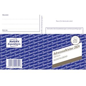 Avery 2824 nálepka na adresu/balíková nálepka (DIN A6, samolepicí, 100 listů) bílá Avery 2824 nálepka na adresu/balíková nálepka (DIN A6, samolepicí, 100 listů) bílá