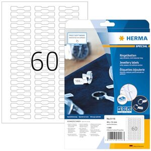 Herma 5116 kroužkové etikety neprůhledné, 25 listů, 49 x 10 mm, 60 na arch A4, 1500 kusů, samolepicí, potisknutelné, matné, prázdné papírové cenové štítky samolepky, bílé Herma 5116 kroužkové etikety neprůhledné, 25 listů, 49 x 10 mm, 60 na arch A4, 1500 kusů, samolepicí, potisknutelné, matné, prázdné papírové cenové štítky samolepky, bílé
