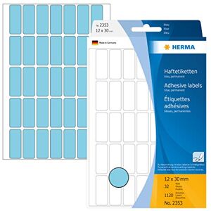 Herma 2353 víceúčelové etikety, 1120 kusů, 12 x 30 mm, 35 na arch, samolepicí, etikety pro domácnost k popisování, matné, prázdné papírové lepicí etikety samolepky, modré Herma 2353 víceúčelové etikety, 1120 kusů, 12 x 30 mm, 35 na arch, samolepicí, etikety pro domácnost k popisování, matné, prázdné papírové lepicí etikety samolepky, modré