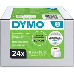 Dymo Originální adresní štítky LabelWriter (velké) 36 mm x 89 mm 24 rolí, po 260 snadno odstranitelných etiketách (6 240 etiket) samolepicí etikety pro popisovací zařízení LabelWriter Dymo Originální adresní štítky LabelWriter (velké) 36 mm x 89 mm 24 rolí, po 260 snadno odstranitelných etiketách (6 240 etiket) samolepicí etikety pro popisovací zařízení LabelWriter