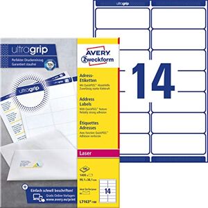 Avery L7163-100 štítek na adresu / nálepka na adresu (s ultragrip, 99,1x38,1 mm na DIN A4, potisk, samolepicí, pro DIN C5/6 a C6/5 DL dopisní obálka) bílá, bílá Avery L7163-100 štítek na adresu / nálepka na adresu (s ultragrip, 99,1x38,1 mm na DIN A4, potisk, samolepicí, pro DIN C5/6 a C6/5 DL dopisní obálka) bílá, bílá