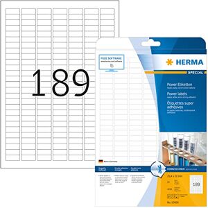 Herma Etikety 10900 sil, 25 listů, 25,4 x 10 mm, 189 na arch A4, 4725 kusů, samolepicí, potisknutelné, extrémně silně přilnavé, prázdné papírové lepicí etikety samolepky, bílé Herma Etikety 10900 sil, 25 listů, 25,4 x 10 mm, 189 na arch A4, 4725 kusů, samolepicí, potisknutelné, extrémně silně přilnavé, prázdné papírové lepicí etikety samolepky, bílé