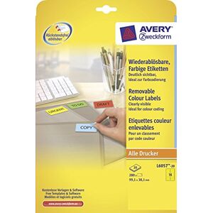 Avery Zweckform L6057-20 Etiketten 99,1x38,1 mm, 20 Bögen, gelb Avery Zweckform L6057-20 Etiketten 99,1x38,1 mm, 20 Bögen, gelb