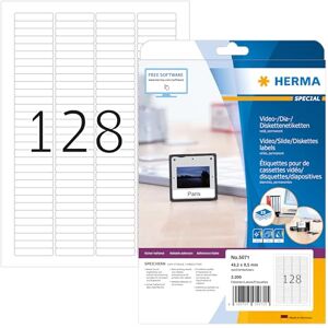 Herma 5071 Dia etikety, 25 listů, 43,2 x 8,5 mm, 128 pro A4 arch, 3200 kusů, samolepicí, s možností potisku, matné, prázdné papírové nálepky na obrázky, bílé Herma 5071 Dia etikety, 25 listů, 43,2 x 8,5 mm, 128 pro A4 arch, 3200 kusů, samolepicí, s možností potisku, matné, prázdné papírové nálepky na obrázky, bílé