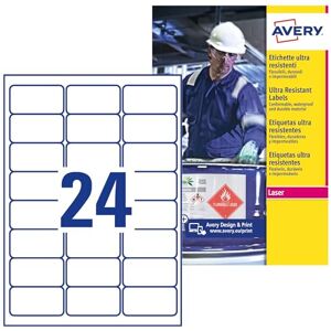 Avery Zweckform L7912-10 ultra odolné fóliové etikety, 63,5 x 33,9 mm, 10 listů, 240 etiket, bílé Avery Zweckform L7912-10 ultra odolné fóliové etikety, 63,5 x 33,9 mm, 10 listů, 240 etiket, bílé