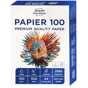 Avery 2566 papír do inkoustové tiskárny (A4, 100 g/m², satinovaný), 500 listů, s vysokým stupněm bělosti Avery 2566 papír do inkoustové tiskárny (A4, 100 g/m², satinovaný), 500 listů, s vysokým stupněm bělosti