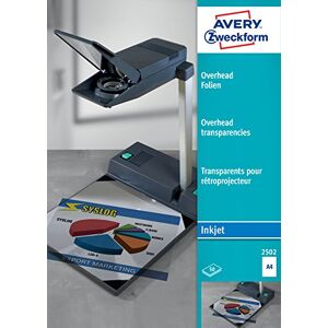 Avery 2502 Overhead fólie pro inkoustové tiskárny (50 transparentních fólií, A4, speciální povrchová úprava, stohovatelná, rychlá absorpce barev bez rozmazávání a rozmazání, tloušťka fólie 0,11 mm) Avery 2502 Overhead fólie pro inkoustové tiskárny (50 transparentních fólií, A4, speciální povrchová úprava, stohovatelná, rychlá absorpce barev bez rozmazávání a rozmazání, tloušťka fólie 0,11 mm)