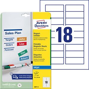 Avery Zweckform J8871-5 magnetická tabule (90 magnetů, 78 x 28 mm na DIN A4, speciální povrchová úprava, potištěná, magnetická přilnavost např. na bílé tabuli a kovové tabule, inkoustové tiskárny) 5 listů, bílá Avery Zweckform J8871-5 magnetická tabule (90 magnetů, 78 x 28 mm na DIN A4, speciální povrchová úprava, potištěná, magnetická přilnavost např. na bílé tabuli a kovové tabule, inkoustové tiskárny) 5 listů, bílá